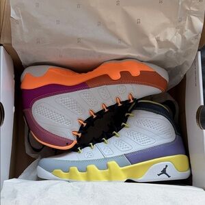 Jordan Women's Sneakers - Multicolor with Orange, Purple and Yellow Accents